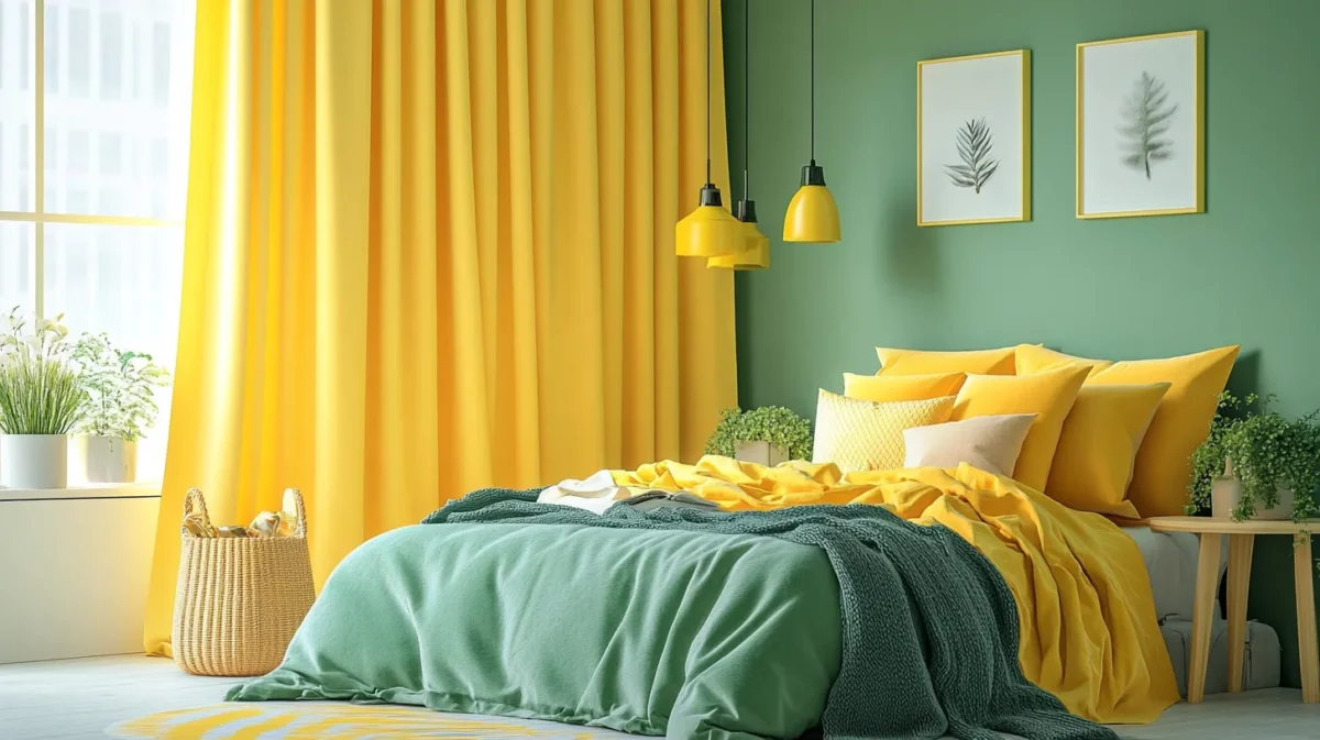 green and yellow colour combinations for bedroom walls