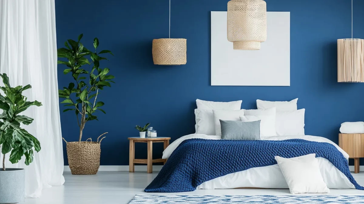 indigo and white colour combinations for bedroom walls