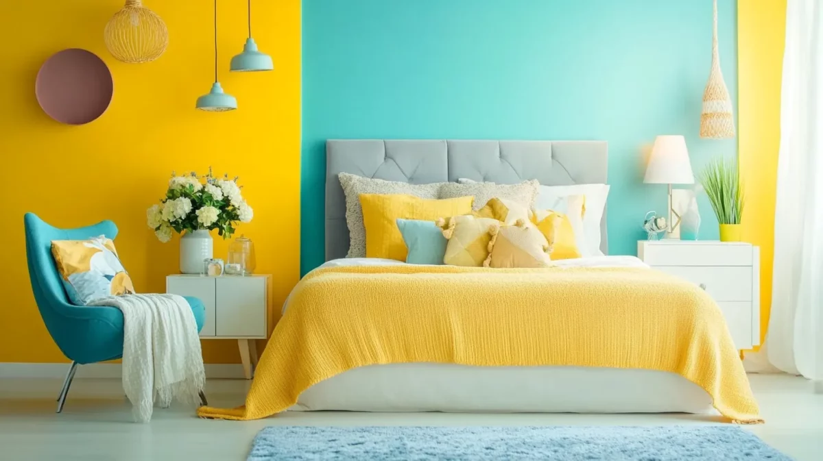 light blue and yellow colour combinations for bedroom walls