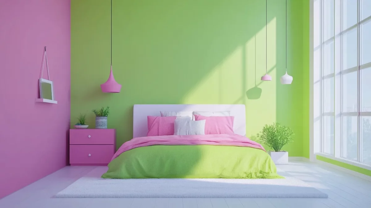 lime green and pink colour combinations for bedroom walls