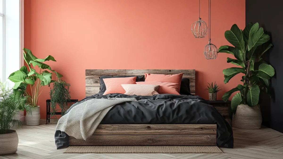 peach and black colour combinations for bedroom walls