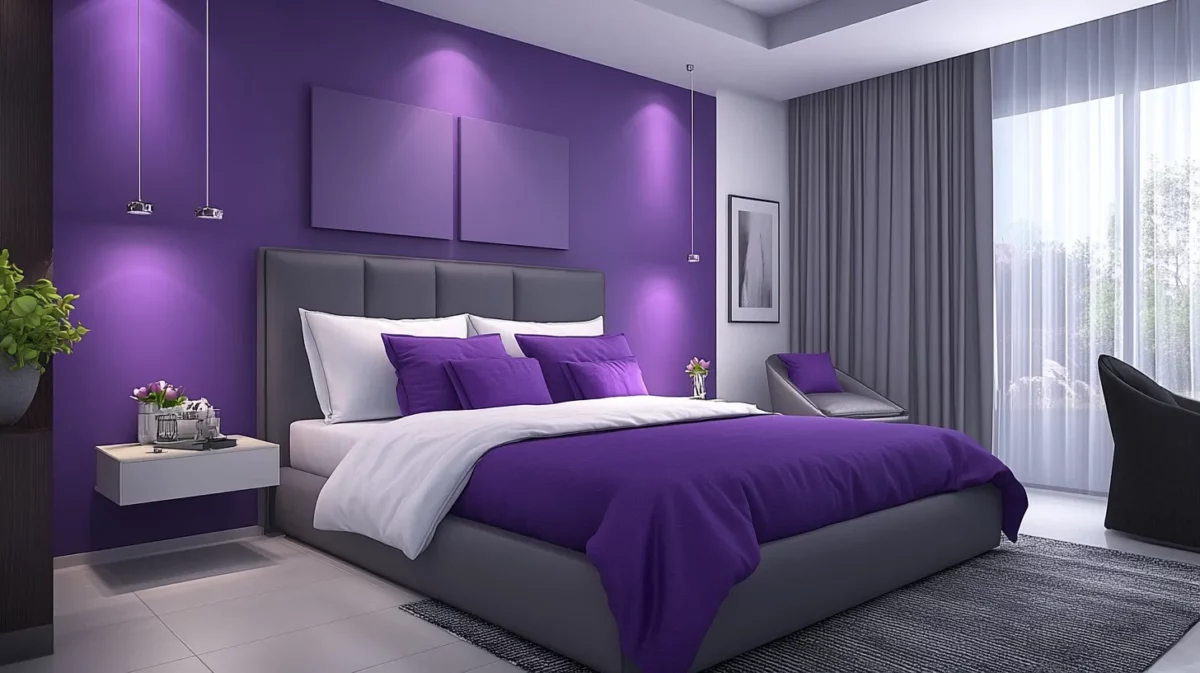 purple and grey colour combinations for bedroom walls