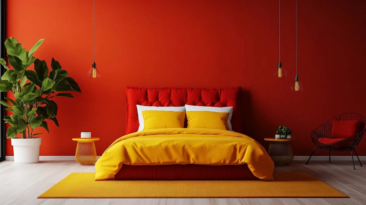 red and yellow colour combinations for bedroom walls