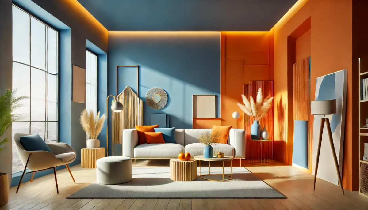 blue and orange colour combination for the walls for home