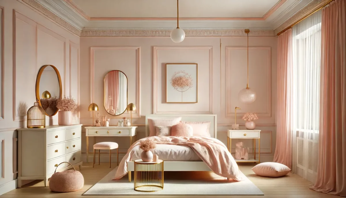 blush pink and cream combination for bedroom