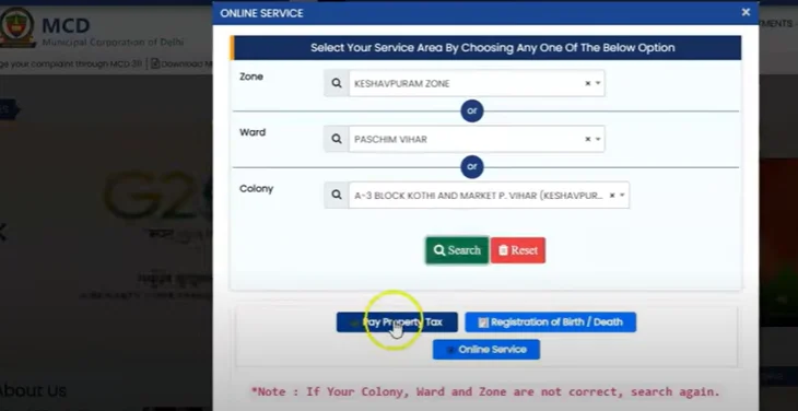 enter property details in property tax online