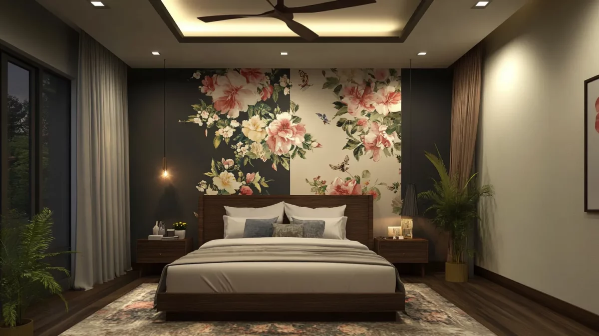 floral wall texture for chic aesthetic for bedroom