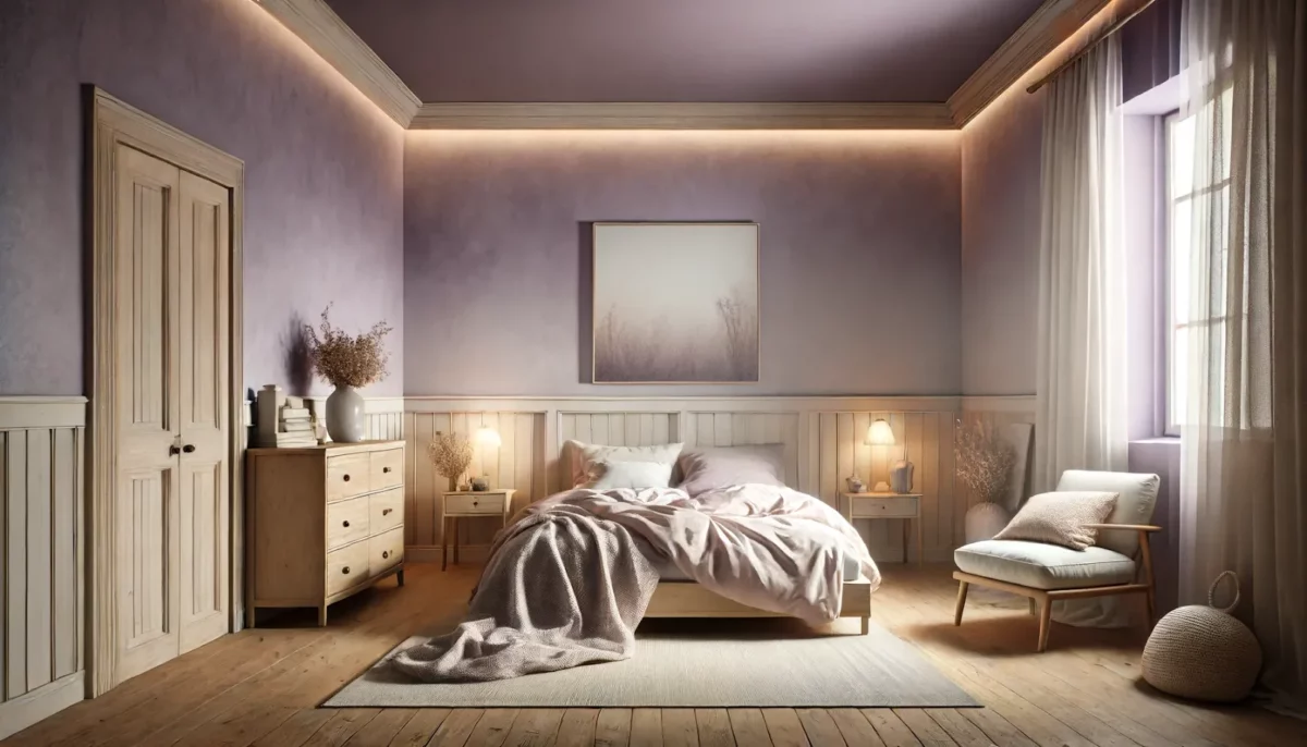 lavender mist and hazy purple bedroom walls colour combination