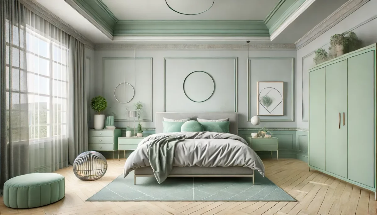 mint green and dove grey colour combination for bedroom walls and ceilings