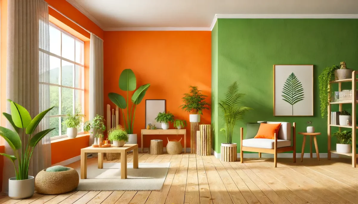 orange and green wall colour combination