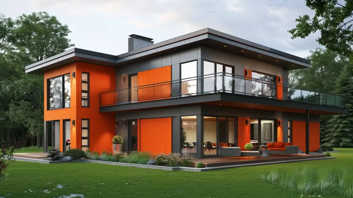 orange and grey exterior house colour combinations