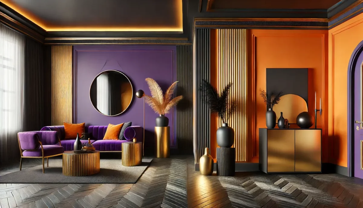 orange and purple combination wall paint