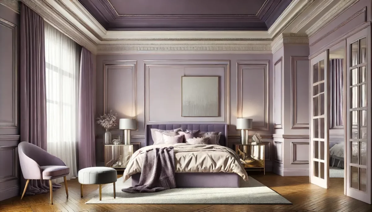 pastel lavender and rich amethyst two colour combination for bedroom walls