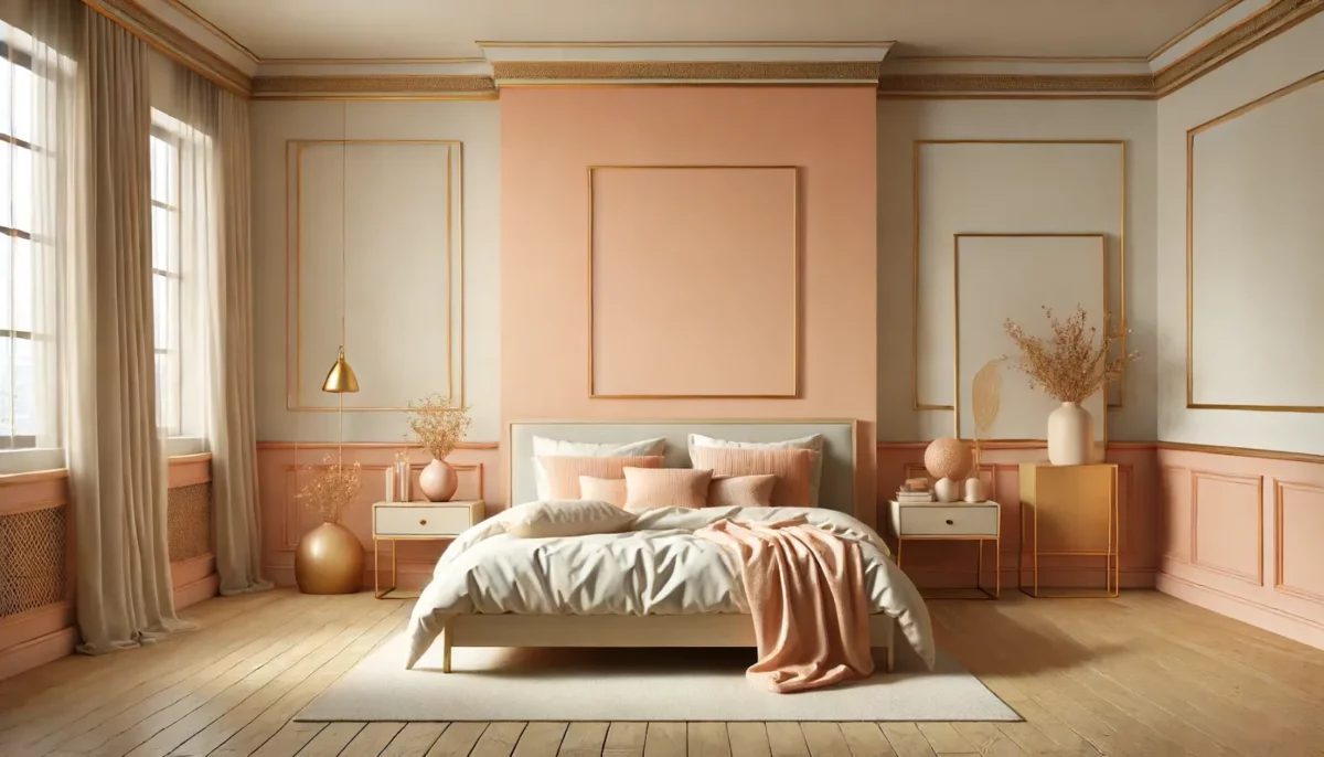 peach and ivory bedroom wall colour combination