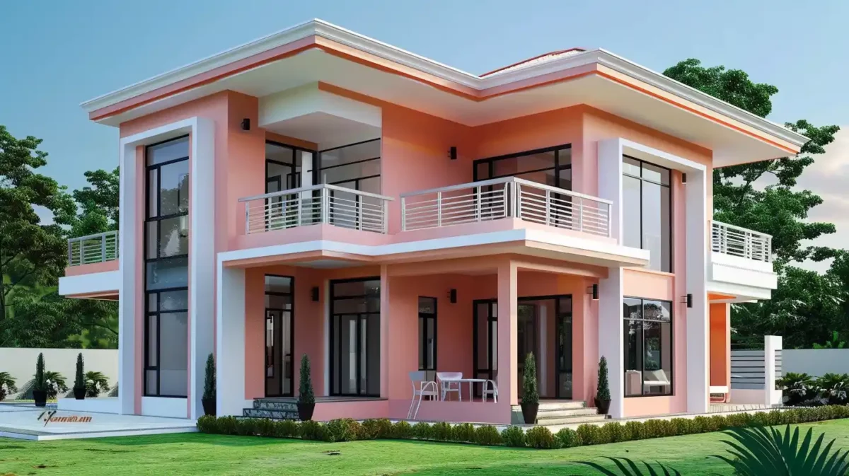 peach and white exterior house colour combinations