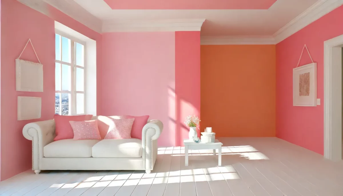 pink and orange combination wall paint