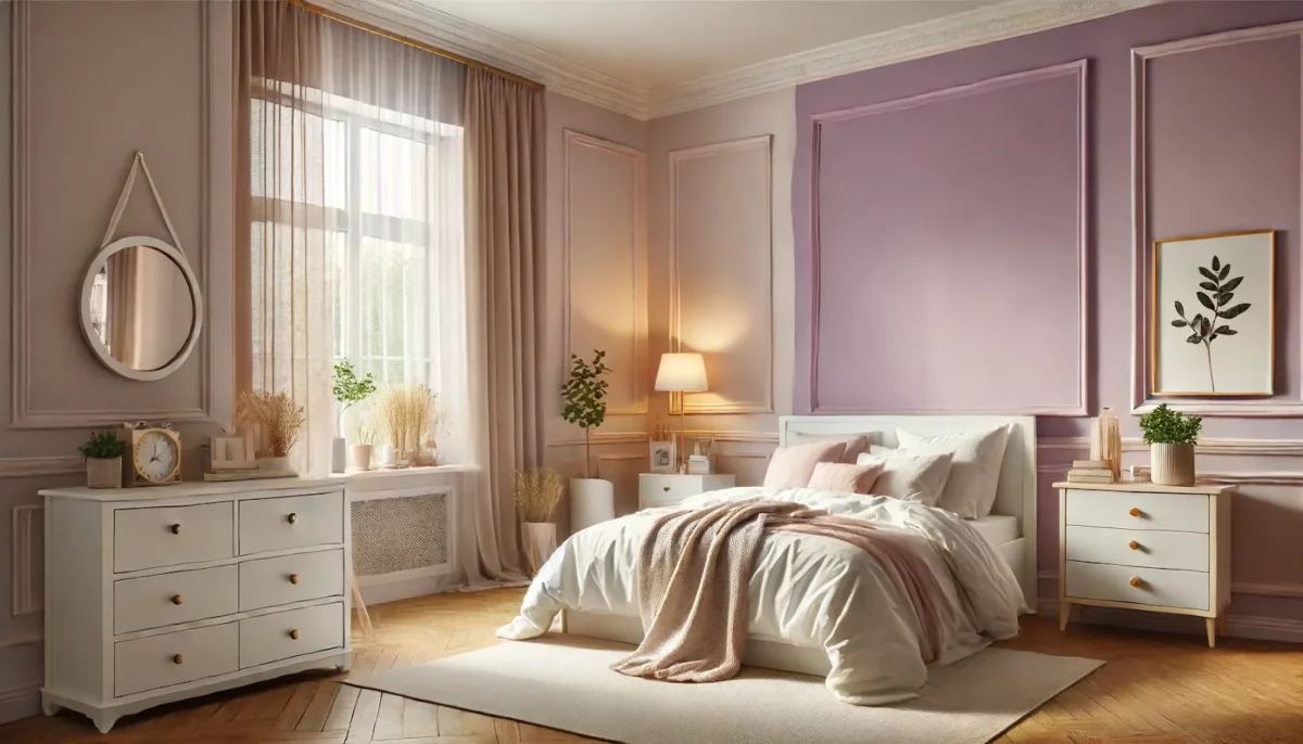 soft mauve and light lavender two colour combination for bedroom walls