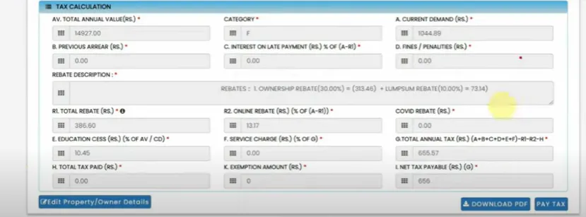 step to calculate tax page to pay property tax