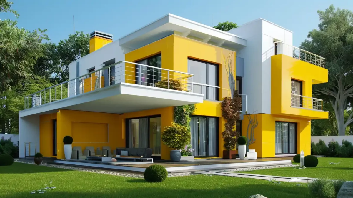 yellow and white exterior house colour combinations