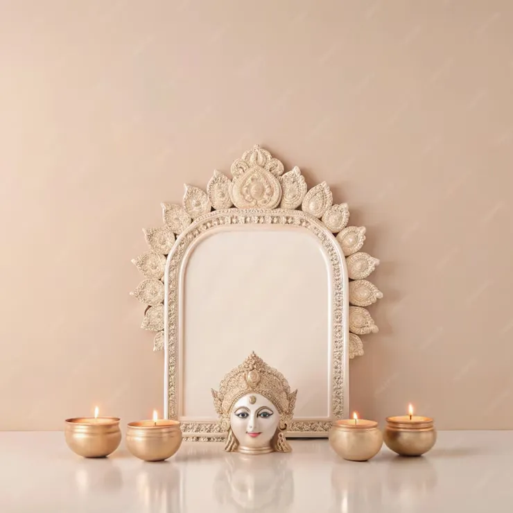 Off white and Light Purple Room Colour Combinations for Puja Room