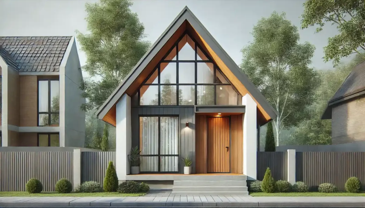 a frame style front elevation design of small house