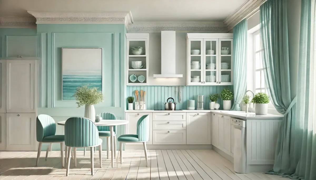 aqua blue and white kitchen sunmica colour combination