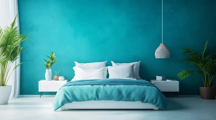 aqua blue bedroom wall colour combination