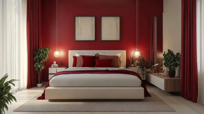 bedroom colour for couples include red