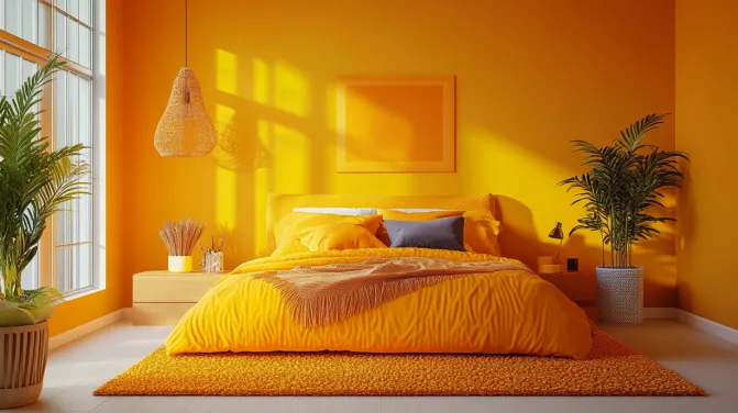 bedroom colours for couples include yellow and orange