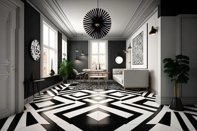 black and white colour combination for hall