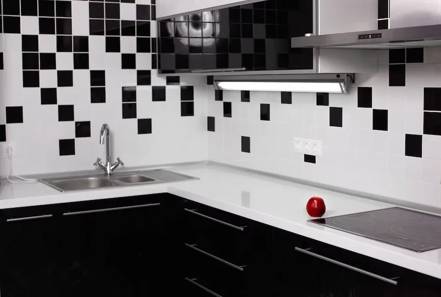 black and white colour combination for kitchen room