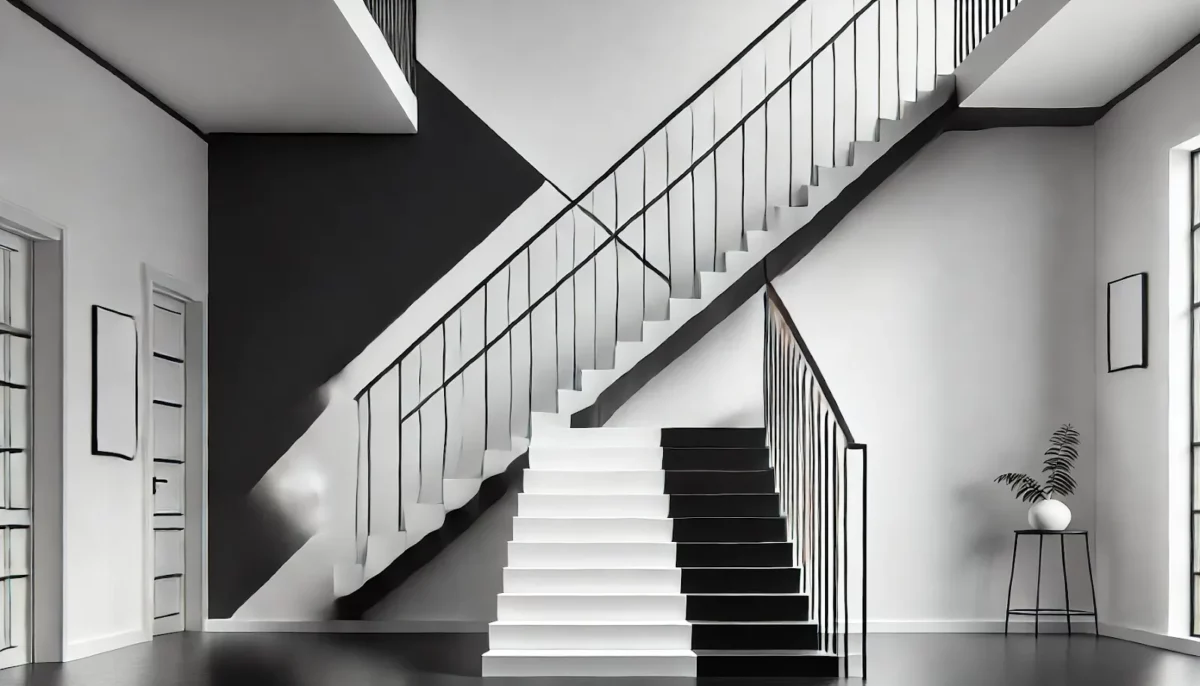 black and white staircase wall colour combination