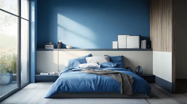 blue and grey colour combination for bedroom walls