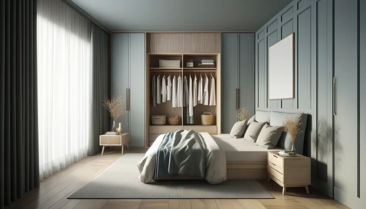 blue and light grey master bedroom wardrobe colours