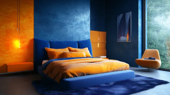 blue and orange couple bedroom colour ideas