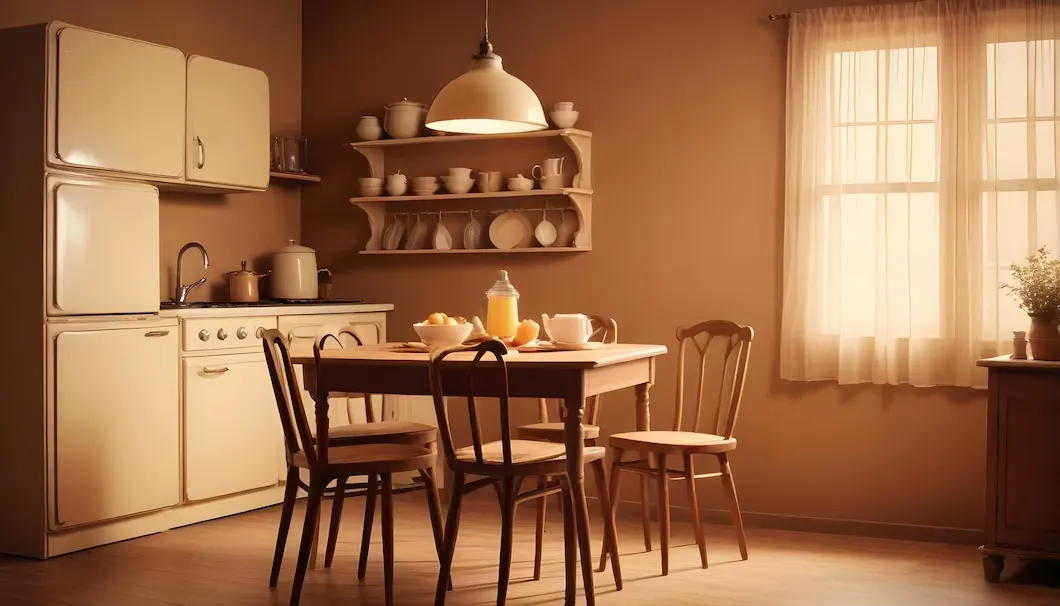 brown and cream colour combination for kitchen room