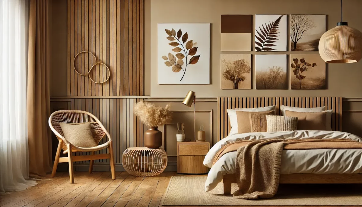 brown and cream colour wall paint combination