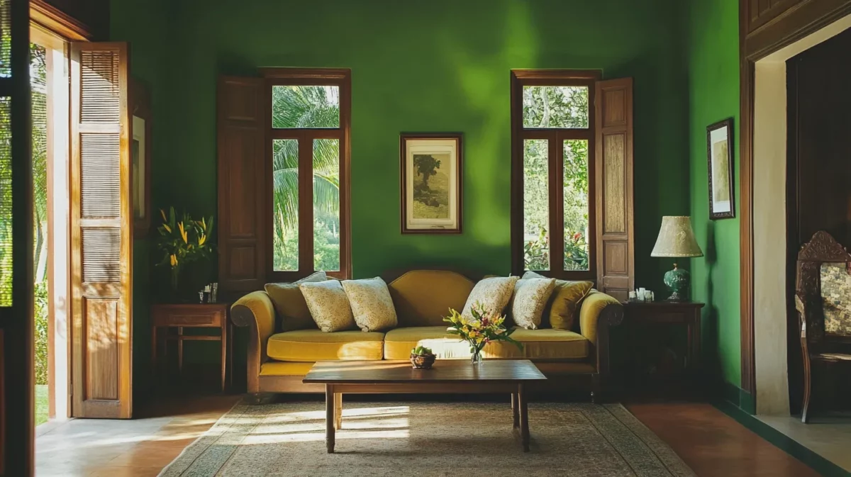 brown and green hall colour combination