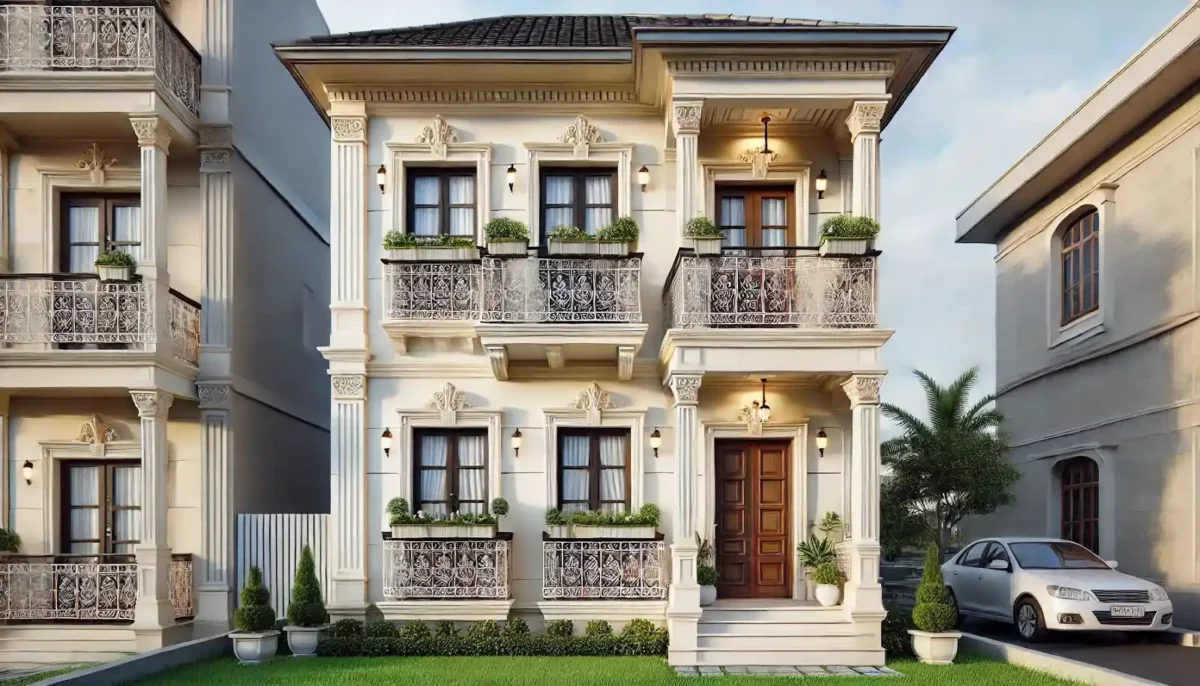 classic balcony elevation design for small home