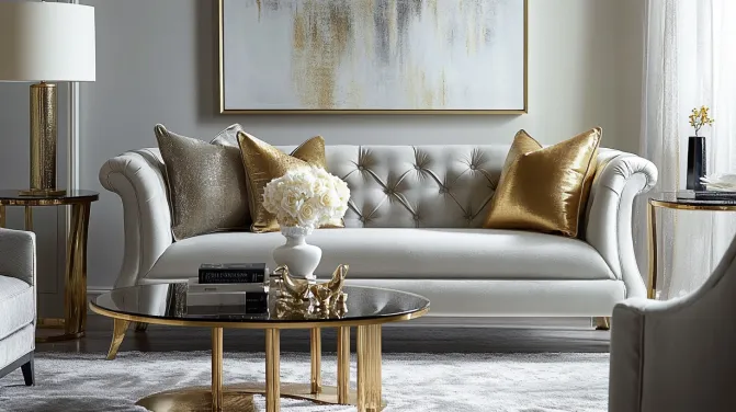 colour combination for sitting room with metallic neutral tones