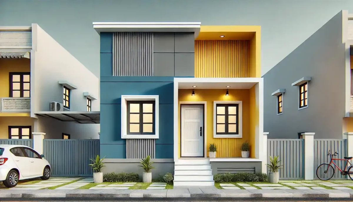 colourful facade front design for small house