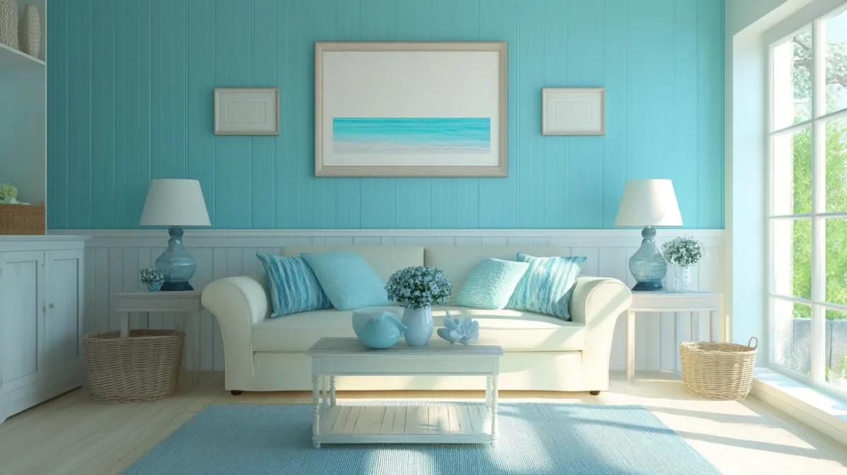 cream and aqua hall colour combination