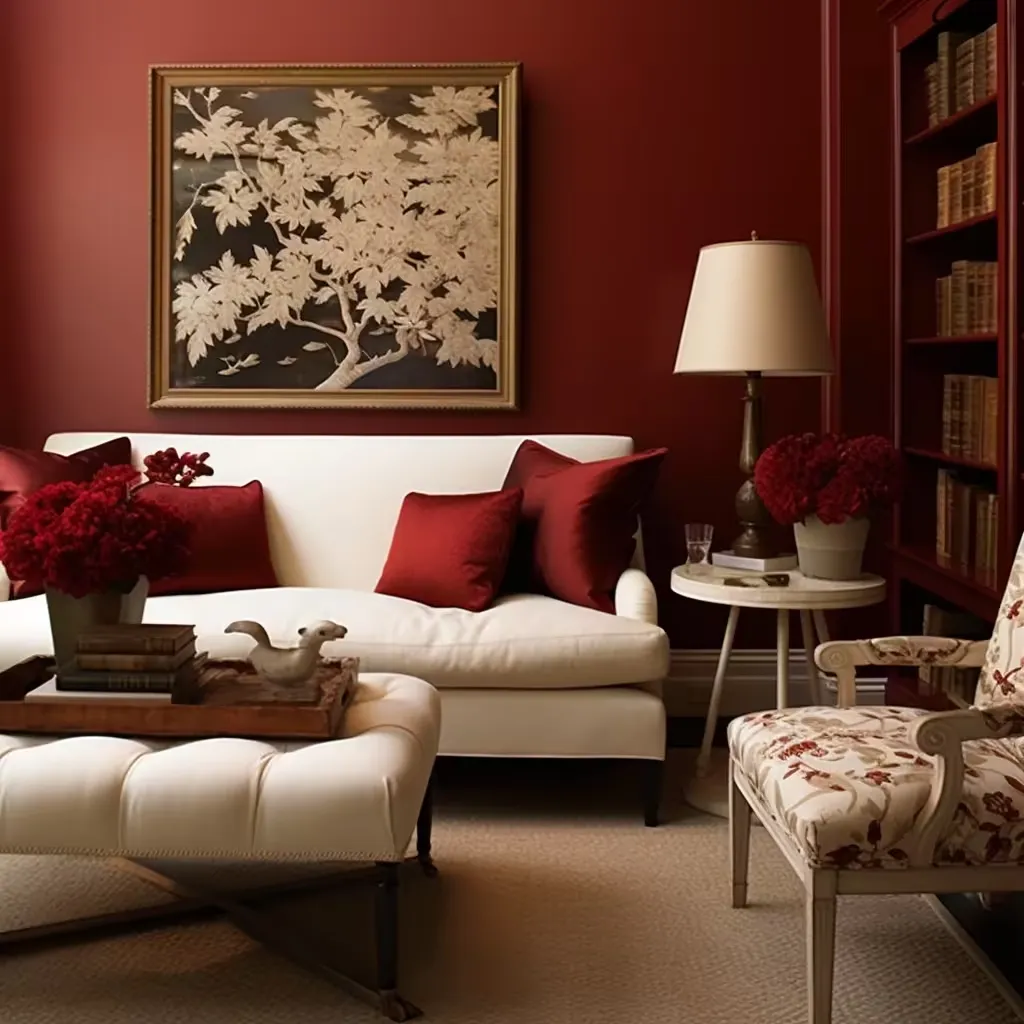 deep chocolate and ruby living room colour combination with royale shine