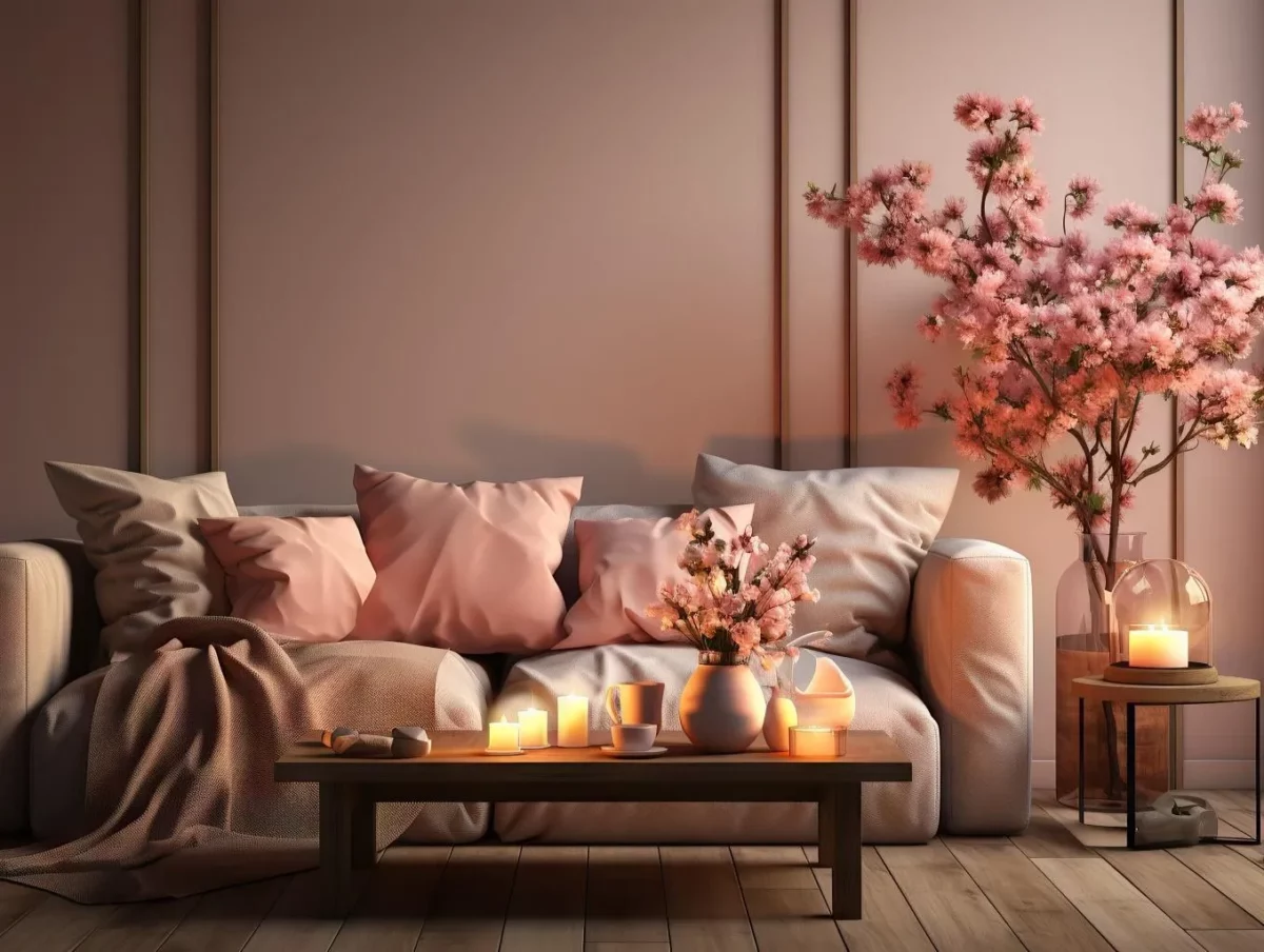 drawing room colour idea with blush pink