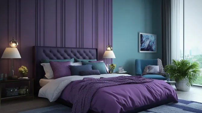 grape and aquarium blue bedroom royale shyne colour combination