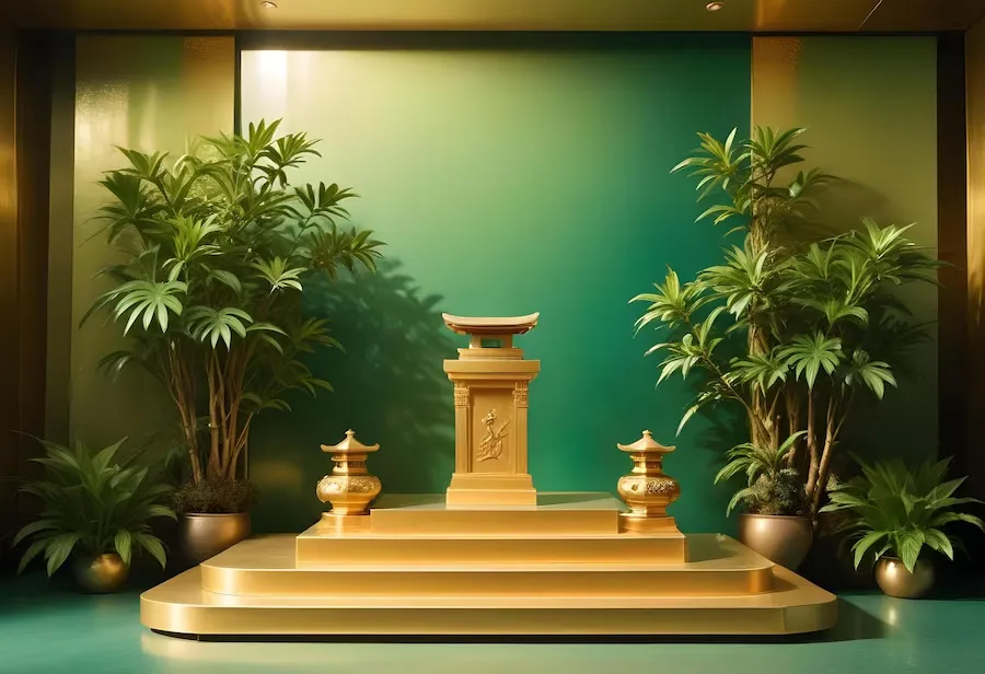 green and gold colour combination for home temple