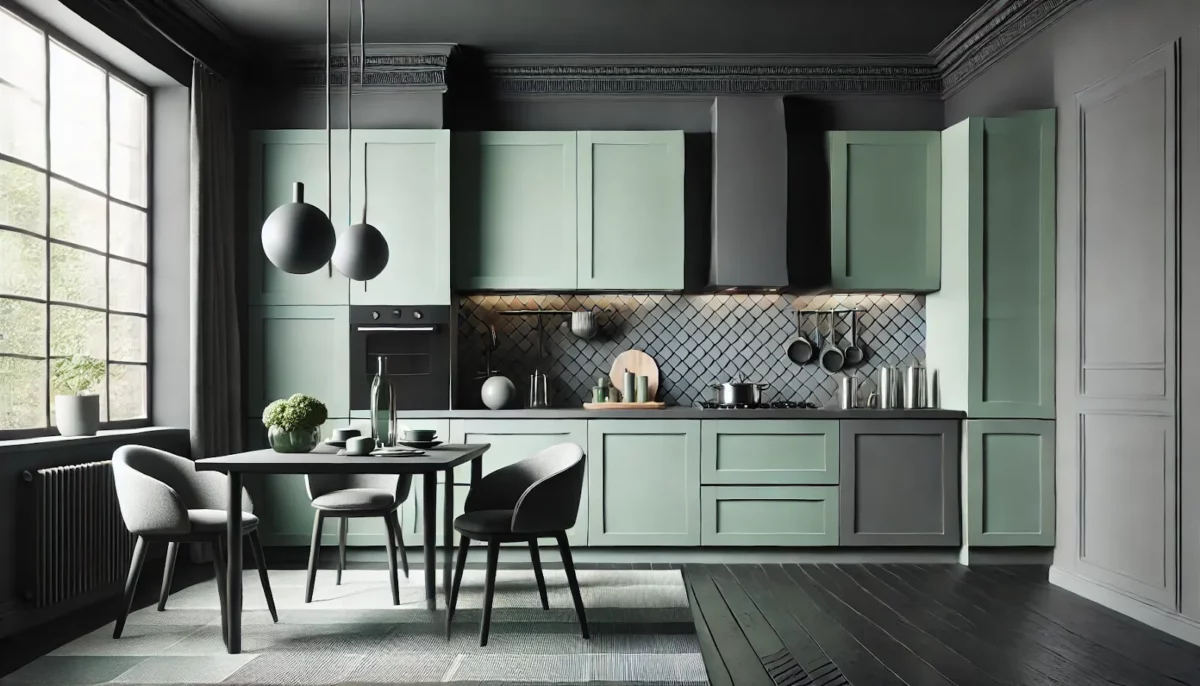 green and grey kitchen cabinet sunmica colour combination