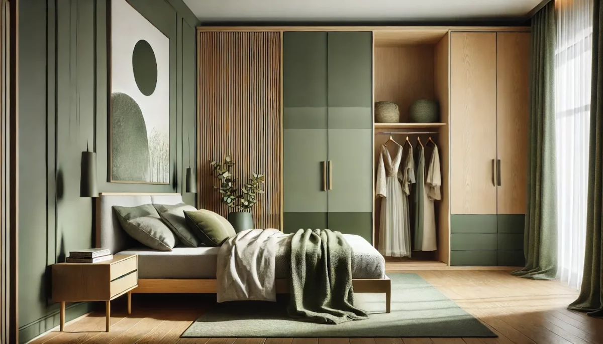 green and natural wood sunmica colours for bedroom