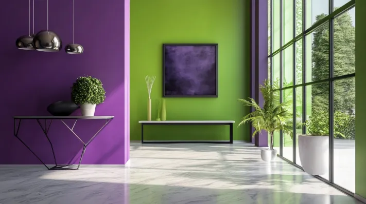 green and purple hall colour combinations