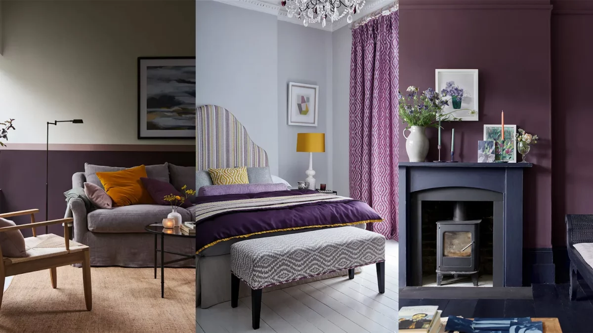 hall colour combinations with shades of dark purple